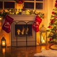 thumbnail image 1 of 4-Piece Arched Fireplace Screen Decoration, Hand Rolled Wrought Iron Fireplace Spark Hood, 1 of 5