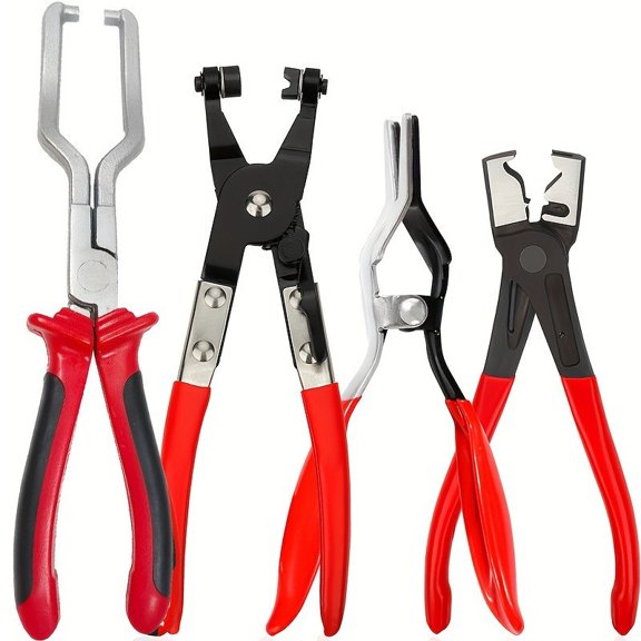 4-Piece Automotive Electrical Disconnect Pliers Kit, Hose Clamp Pliers Set, Hose Clamp Tool for Fuel Line, Hose Clamp, Auto Electrical Repair & Maintenance(Q)