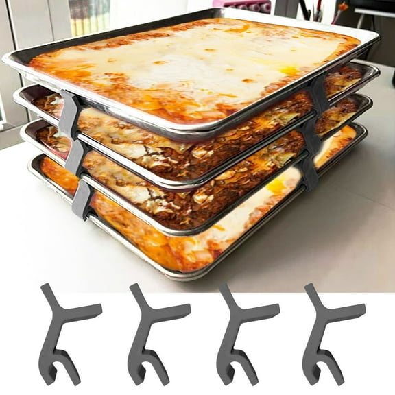 4 Piece Baking Sheet Stackers for Tray Organization, Separators for Baking Pans and Cookie Sheets, Space Saving Rack Dividers for Cabinets and Storage