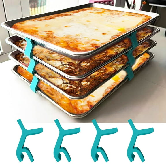 4 Piece Baking Sheet Stackers for Tray Organization, Separators for Baking Pans and Cookie Sheets, Space Saving Rack Dividers for Cabinets and Storage