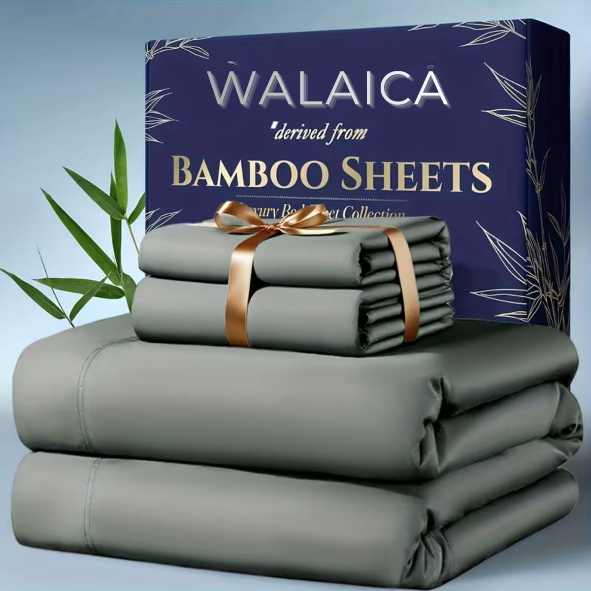 4-Piece Bamboo Bed Sheet Set - Cooling, Extra Deep Pocket, Breathable  -  Dark Grey (Full)