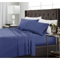 thumbnail image 1 of 4 Piece Bamboo Microfiber Hyacinth Blue Full Sheet Set, Deep Pocket Bed Sheets, 1 of 6