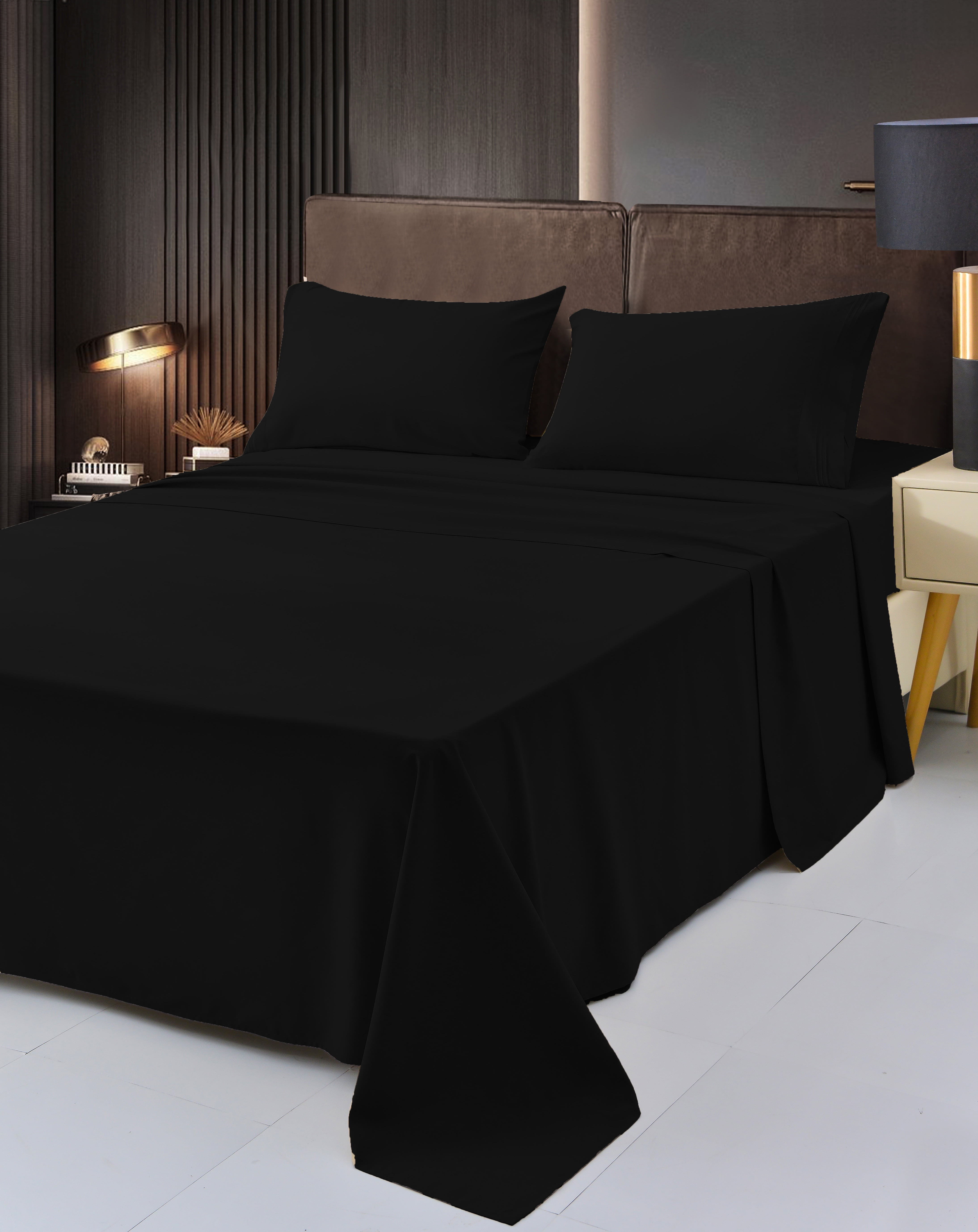 4 Piece Bamboo Rayon Sheets Set by OKAO, Twin Xl Black Sheets -Silky Soft- Wrinkle Free- Softer Than Cotton Cool Sheets - Deep Pockets(16")- 1 Fitted Sheet, 1 Flat, 2 Pillowcases Twin XL, Black