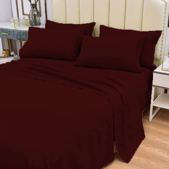 4 Piece Bamboo Sheets Set- Silky- Stronger Than Cotton Cool Sheets- Wrinkle Free- Deep Pockets 16"-Extremely Soft Bamboo Rayon Sheets- Twin,Burgundy