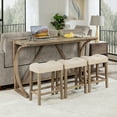 thumbnail image 1 of LUCKHAO 4-Piece Counter Height Bar Table Set with Socket and 3 Fabric Padded Bar Stools, Tall Kitchen Breakfast Dining Table Set with Stools, 1 of 11