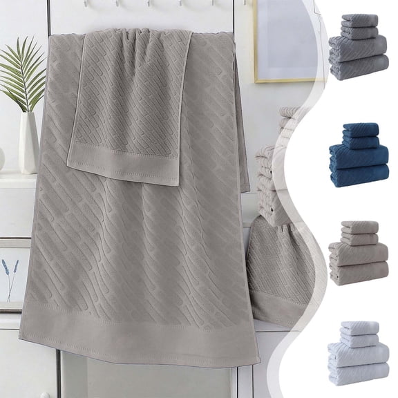 4 Piece Bath Towel Set | Soft Absorbent Cotton Towels & Bath Towels | Thickened Durable Quick Dry | Blue Gray White Brown Options | 2 Bath Towels 2 Towels | Hotel Spa Quality