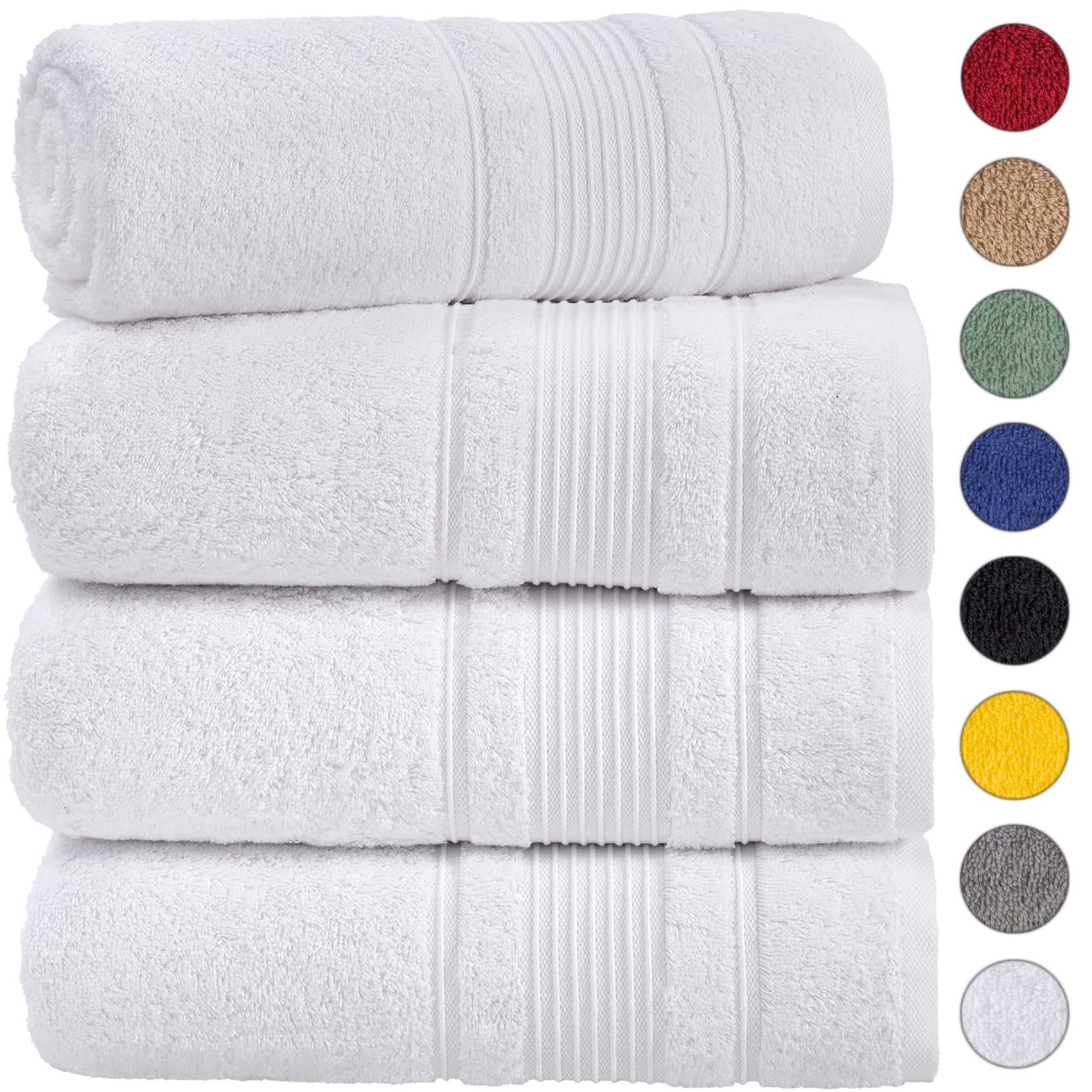 White 100% Turkish Cotton 4-Piece Bath Towel Set