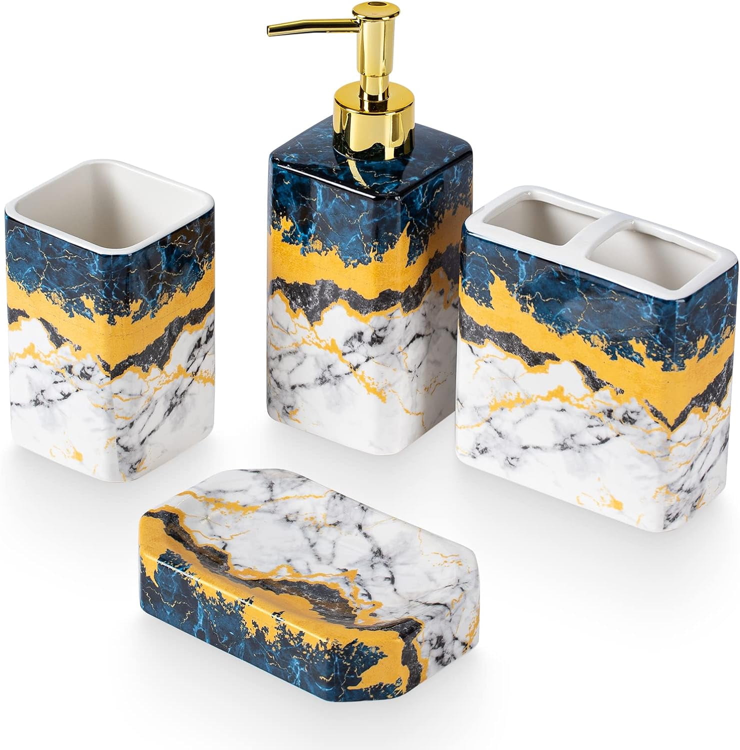 4 Piece Bathroom Accessories Set - Blue Bathroom Accessory Sets ...