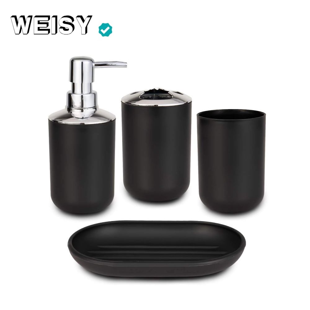 Virtu 20 Piece Bamboo Bathroom Sets Black Bathroom Accessories Set for Minimalistic Bathroom D cor