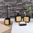 thumbnail image 1 of 4-Piece Bathroom Accessory Set Black Rubber and Bamboo, 1 of 7
