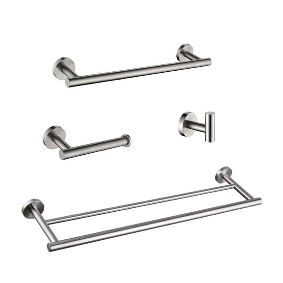 4-Piece Bathroom Accessory Set, Modern Wall Mounted Bathroom Sets, Toilet Paper Holder with Shelf, Towel Bar & Robe Hook, Rustproof Bathroom Hardware