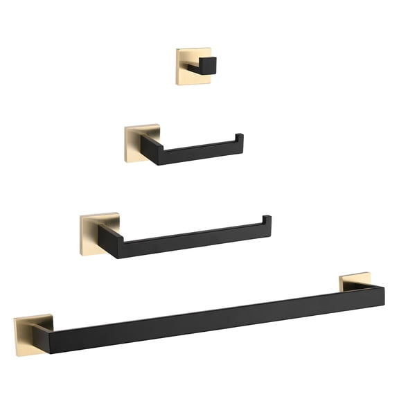 4-Piece Bathroom Decor Set | Keep Rooms Tidy, Use in Kitchen, etc. | Premium Stainless Steel, Resist Scratches | Hidden Mounting, Protect from Injury