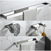 4-Piece Bathroom Hardware Accessories Set Polished Chrome Towel Bar Set Square Towel Holder Kit Stainless Steel Wall Mounted