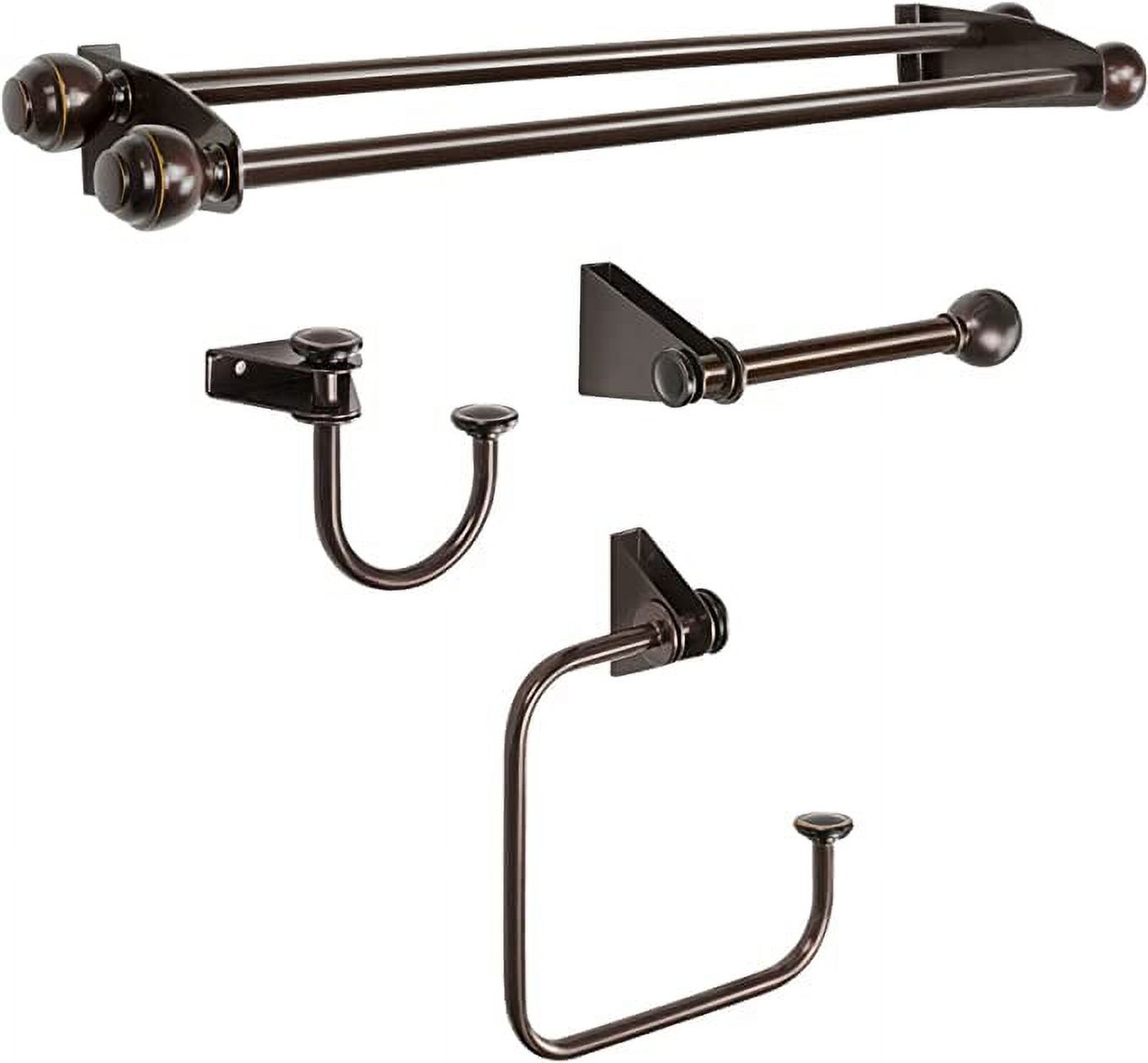 4 Piece Bathroom Hardware Accessories Set with 24" Double Towel Bar