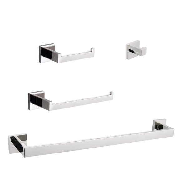 4-Piece Bathroom Hardware Compilation | Modern Style, Wall-Mounted in Kitchen | Chrome-Plated Steel, Scratch-Resistant | Keeps Space Tidy, Quick to Fix