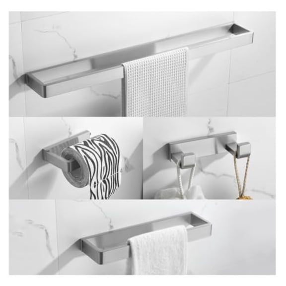 4-Piece Bathroom Hardware Set Brushed Nickel Towel Bar Set Premium Stainless Steel Bath Towel Holder Sets Towel Racks Wall Mounted
