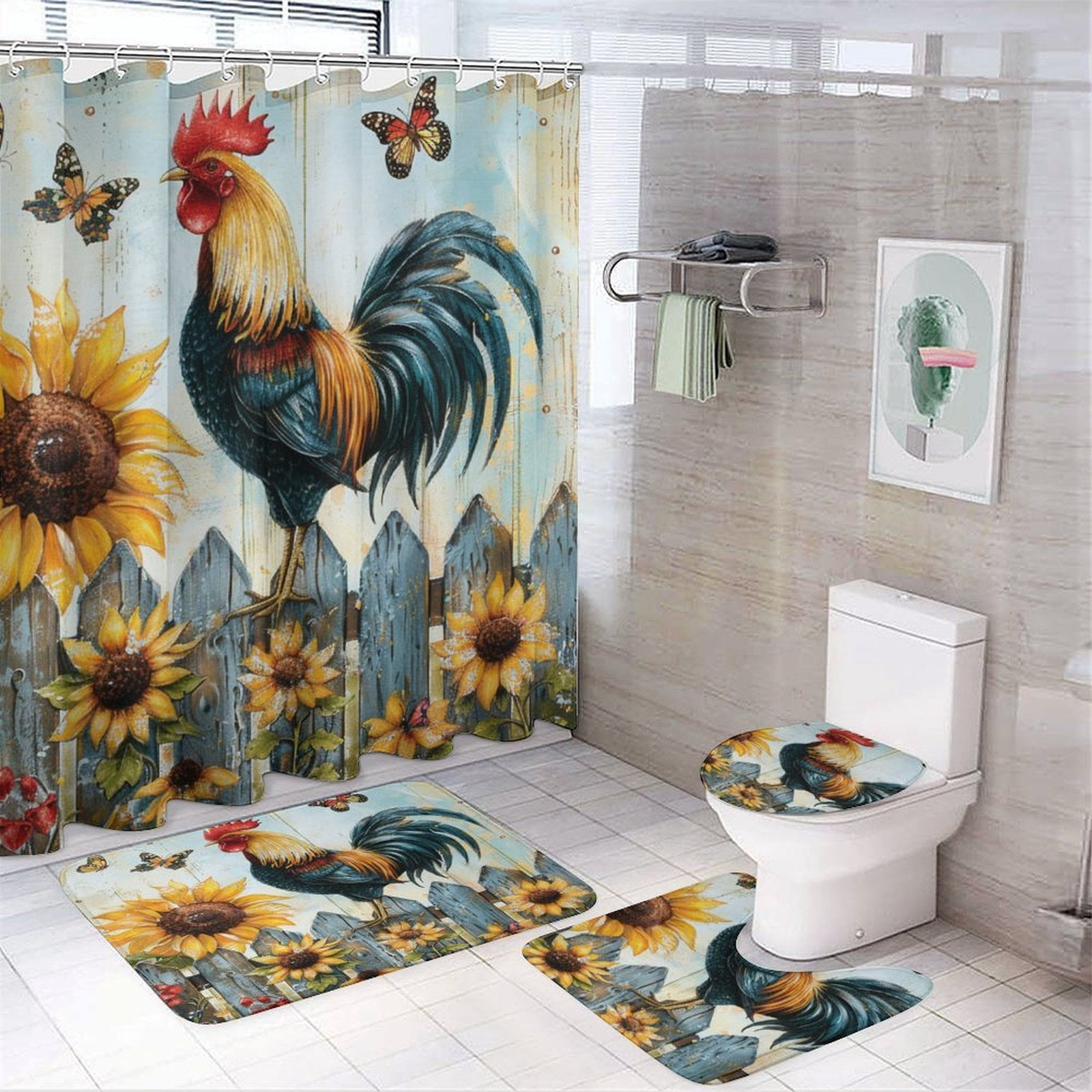 Bathroom Shower Curtain And Rug Setsnull