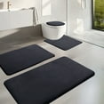 thumbnail image 1 of 4-Piece Bathroom Rug Set with Latex Base - Plain Smooth Surface Bath Mat Absorbent Mats, 1 of 9