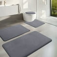 thumbnail image 1 of 4-Piece Bathroom Rug Set with Latex Base - Plain Smooth Surface Bath Mat Absorbent Mats, 1 of 9
