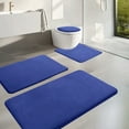 thumbnail image 1 of 4-Piece Bathroom Rug Set with Latex Base - Plain Smooth Surface Bath Mat Absorbent Mats, 1 of 9