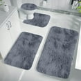 thumbnail image 1 of 4-Piece Bathroom Rugs Set - Soft Comfortable Non-Slip Machine Washable Bath Mats Dark Gray, 1 of 3