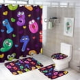 4 Piece Bathroom Set with Shower Curtain NonSlip Rugs Toilet Lid Cover