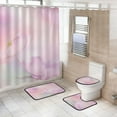 thumbnail image 1 of 4-Piece Bathroom Set with Waterproof Shower Curtain with Non-Slip Bath Mat, U-Shaped Mat & Toilet Lid Cover A Pink Anemone Flower, 1 of 8