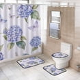 thumbnail image 1 of 4-Piece Bathroom Set with Waterproof Shower Curtain with Non-Slip Bath Mat, U-Shaped Mat & Toilet Lid Cover Blue Hydrangea, 1 of 8