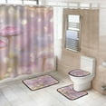 thumbnail image 1 of 4-Piece Bathroom Set with Waterproof Shower Curtain with Non-Slip Bath Mat, U-Shaped Mat & Toilet Lid Cover Pink Fantasy Mushroom, 1 of 8