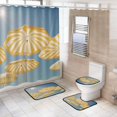 thumbnail image 1 of 4-Piece Bathroom Set with Waterproof Shower Curtain with Non-Slip Bath Mat, U-Shaped Mat & Toilet Lid Cover Striped Beach Umbrellas Pattern, 1 of 8