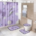 thumbnail image 1 of 4-Piece Bathroom Set with Waterproof Shower Curtain with Non-Slip Bath Mat, U-Shaped Mat & Toilet Lid Cover White Circles, 1 of 8