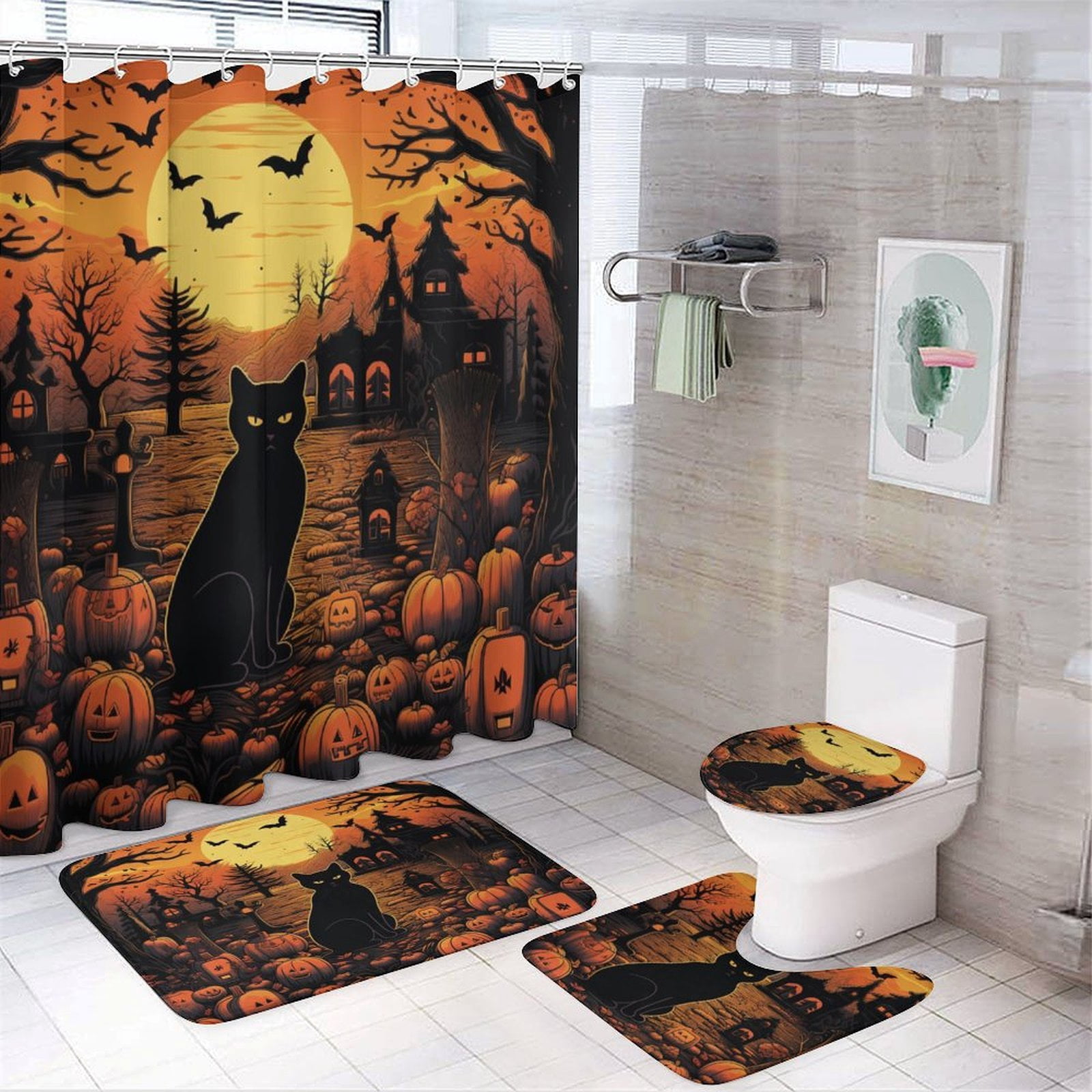 4 Piece Bathroom Shower Curtain Sets Bathroom Sets with Shower Curtain ...