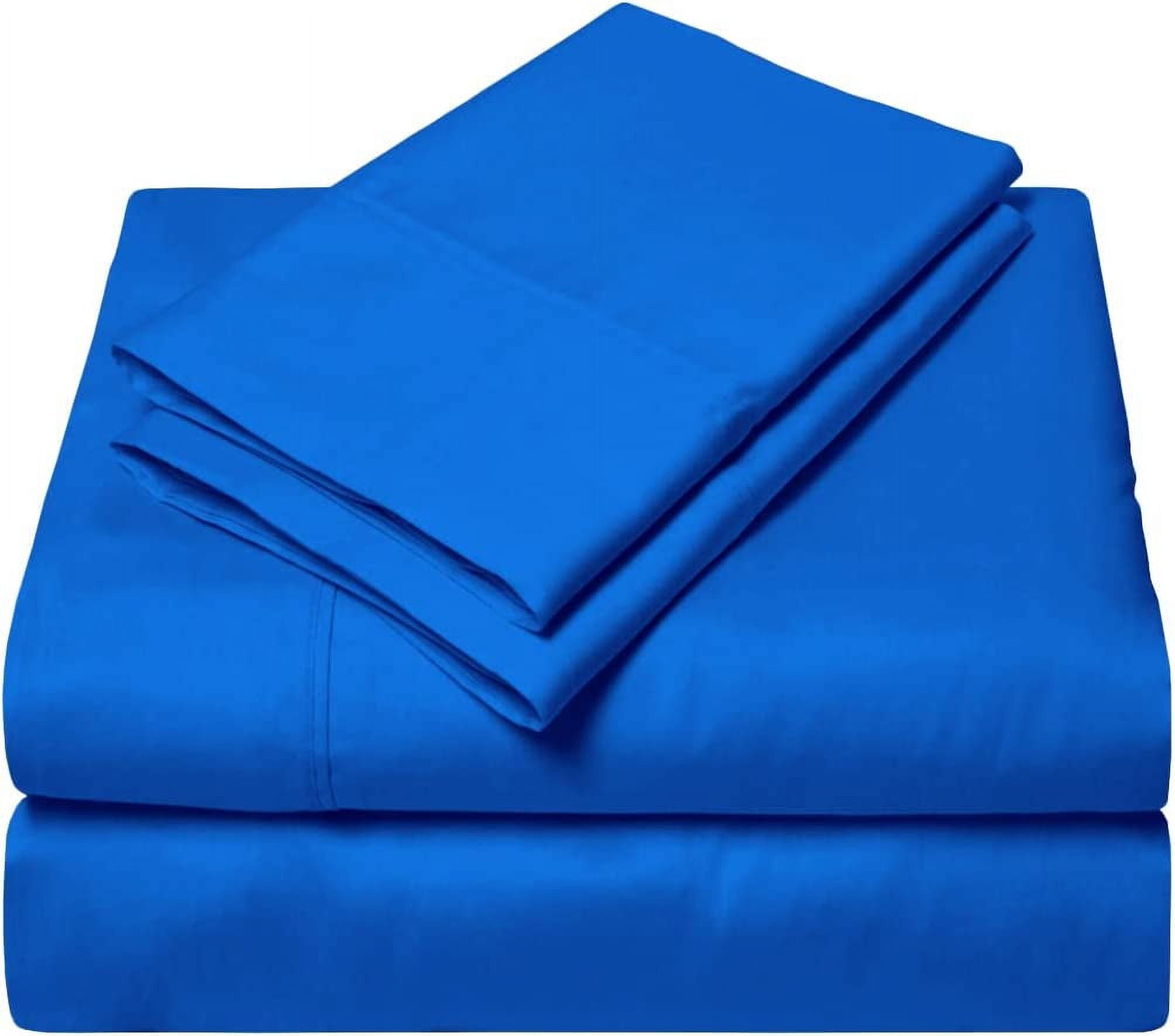 4 Piece Bed Sheet Set – 1 Flat Sheet, 1 Fitted Sheet 12" Deep Pocket and 2 Pillowcases – 100% Organic Bamboo , Bed Sheet Set For Bedroom – Extra Soft - Royal Blue Solid,Queen Size.