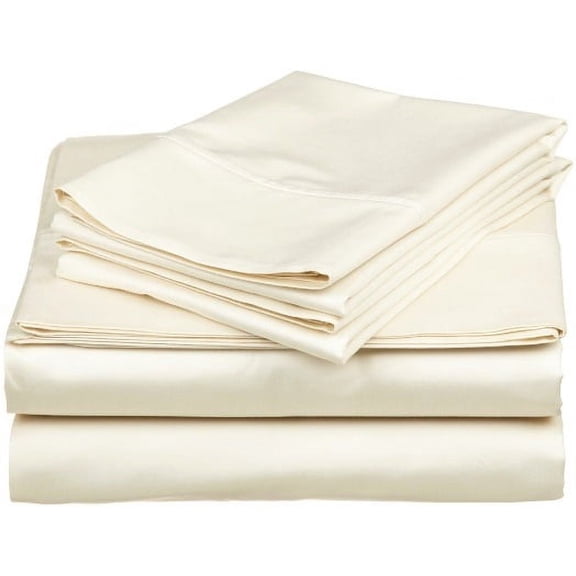4 Piece Bed Sheet Set – 1 Flat Sheet, 1 Fitted Sheet 15" Deep Pocket and 2 Pillowcases – 100% Organic Bamboo , Bed Sheet Set For Bedroom – Extra Soft - Ivory Solid,Twin Size.