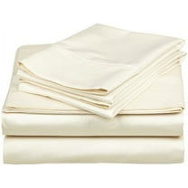 4 Piece Bed Sheet Set – 1 Flat Sheet, 1 Fitted Sheet (30-Inch-Deep Pocket) and 2 Pillowcases – 100% Egyptian Cotton & 400 Thread Count - Ivory Solid,Full Size.