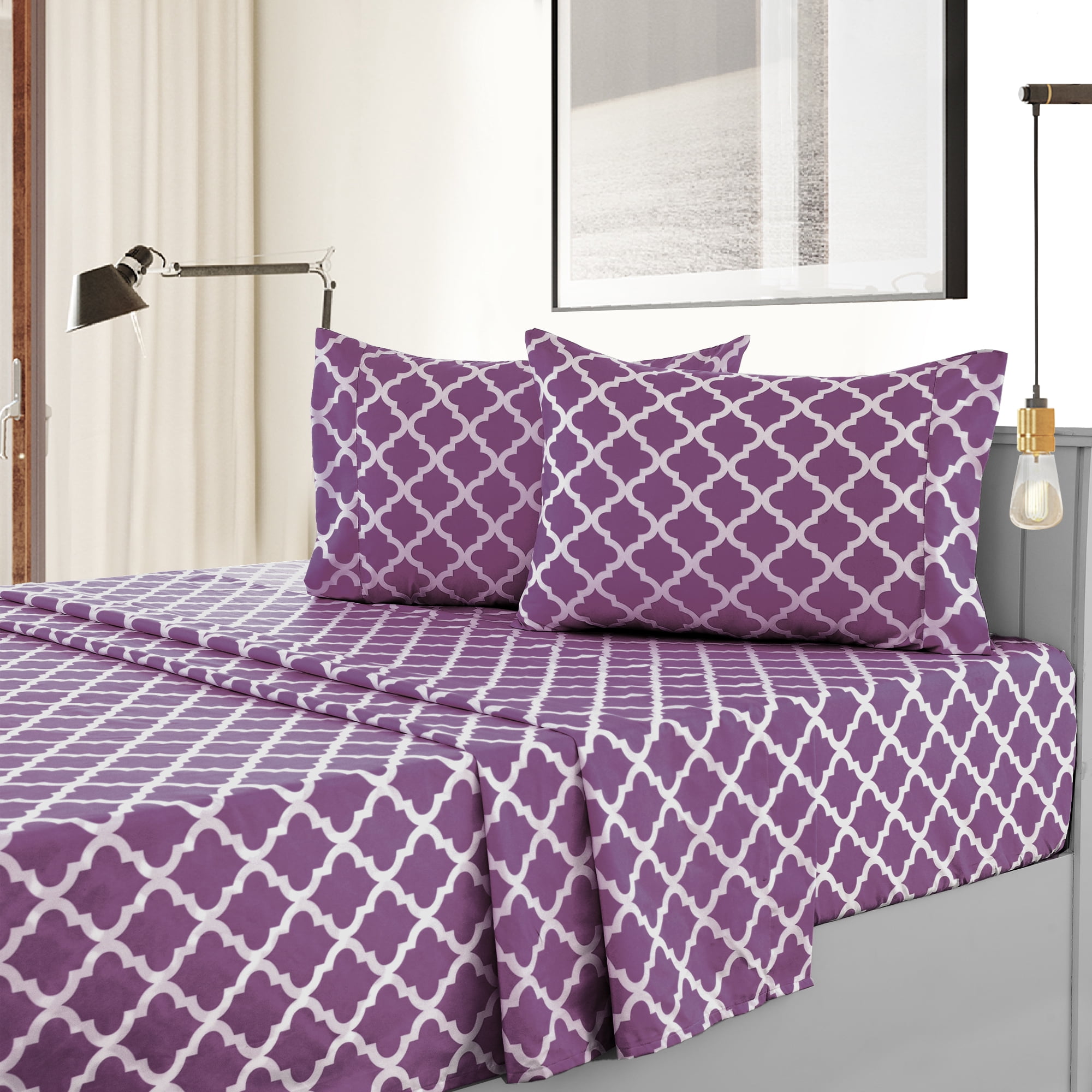 Deep Pocket Purple Bed Sheets Set