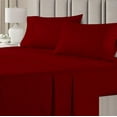 thumbnail image 1 of 4 Piece Bed Sheet Set - Hotel Luxury Bed Sheet Set - Easy & Secure Fit - Soft, Wrinkle-Free, 12-Inch Deep Pocket Fitted Sheet, Burgundy Solid, Twin XXL Size, 1 of 5