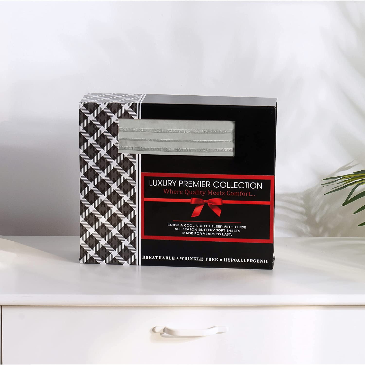4-Piece Bed Sheet Set In GIFT BOX Deep Pocket and Easy Fit Cali King Silver Gray