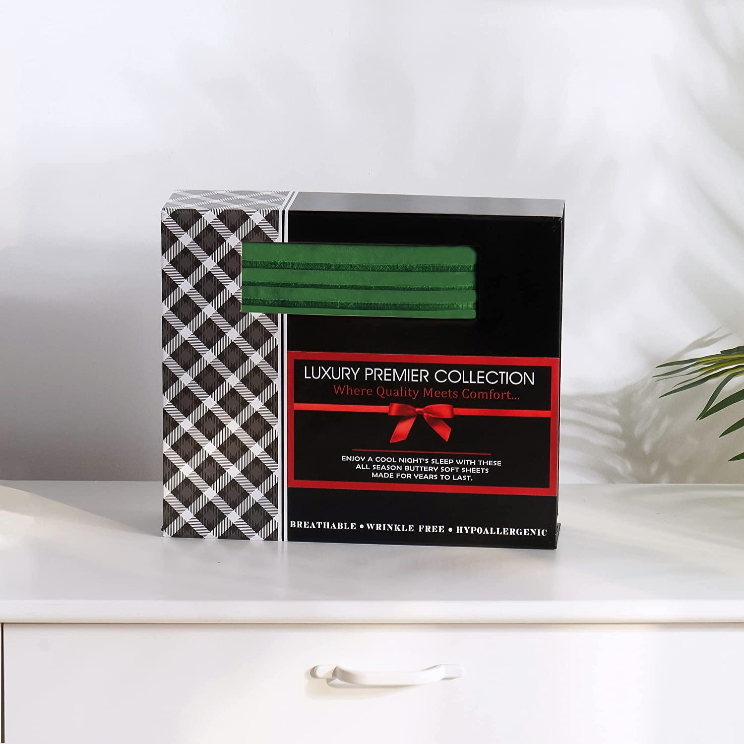 4-Piece Bed Sheet Set In a GIFT BOX Deep Pocket and Easy Fit Cali King Hunter Green
