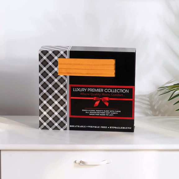 4-Piece Bed Sheet Set In a GIFT BOX Deep Pocket and Easy Fit California King Orange