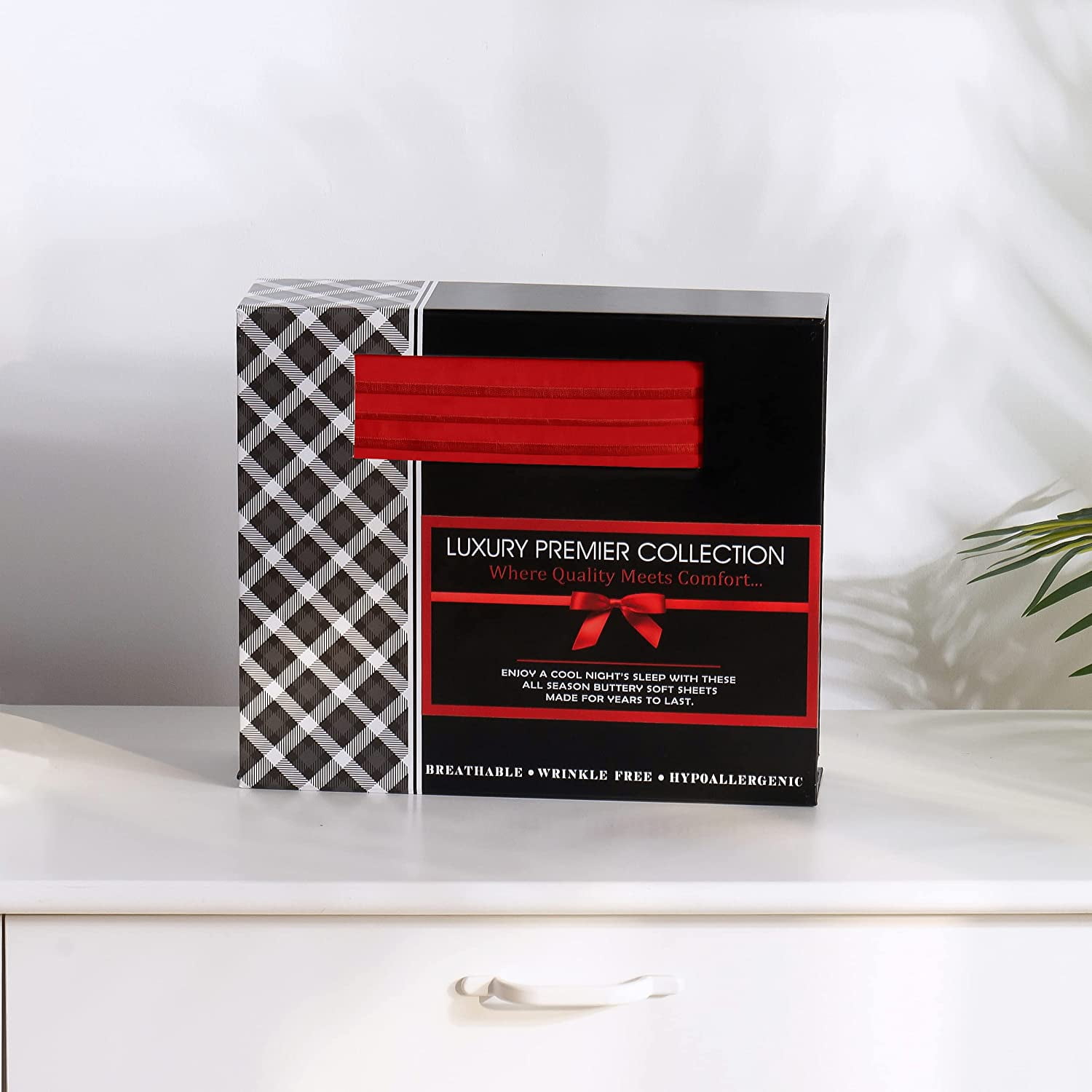 4-Piece Bed Sheet Set In a GIFT BOX Deep Pocket and Easy Fit California King Red