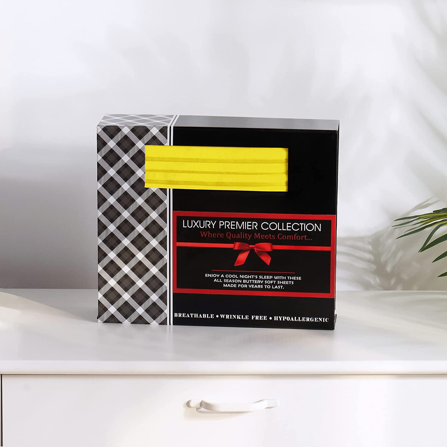 4-Piece Bed Sheet Set In a GIFT BOX Deep Pocket and Easy Fit California King Yellow
