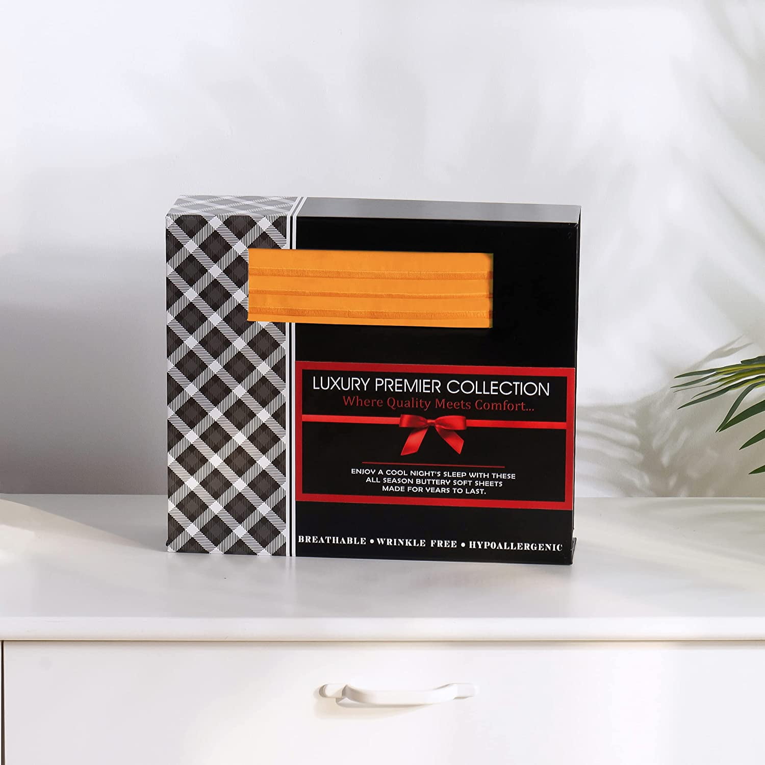 4-Piece Bed Sheet Set In a GIFT BOX Deep Pocket and Easy Fit Queen Orange