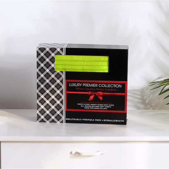 4-Piece Bed Sheet Set In a GIFT BOX Deep Pocket and Easy Fit Twin/Twin XL Lime