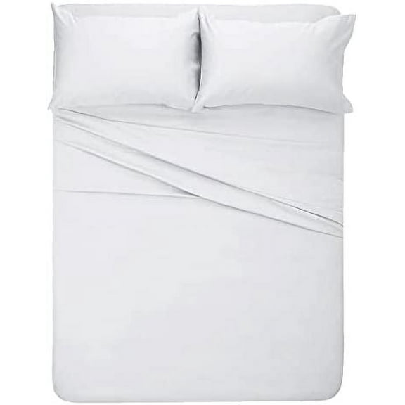 4 Piece Bed Sheet Sets of Brushed Microfiber Sheets - Soft & Durable Fits Upto 15" Deep Pocket (King, White)