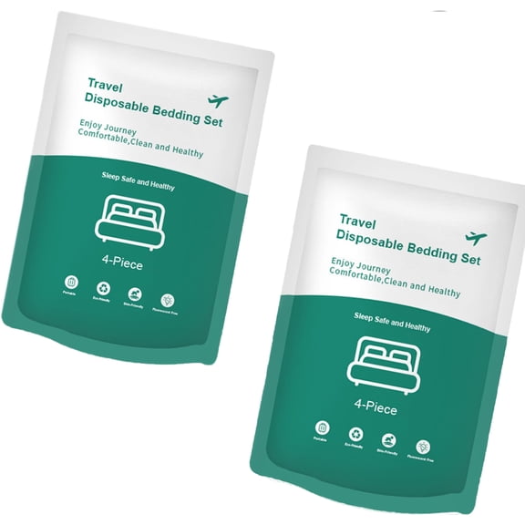 4 Piece Bedding Set Comforter,Disposable Bed Sheets for Hotel, Effortless Soft Lightweight Hotel Sheet Set ,Travel Business Trips Spa Guest Room Bedroom(2PCS,white