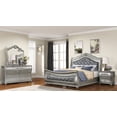 thumbnail image 1 of 4 Piece Bedroom Set, Queen Size Bed Frame Platform with Crystal Upholstered Headboard & 9 Drawers Dresser Cabinet & 1 Nightstand, Wood Bedroom Furniture Set, Sliver, 1 of 9