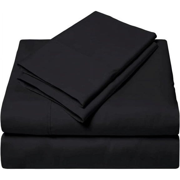 4 Piece Beed Sheet Set, 400 Thread Count, 14" Deep Pocket, 100% egyptian Cotton, Best Bed Sheet for Home - Extra Soft & Luxury - Black Solid,Twin-XXL Size.