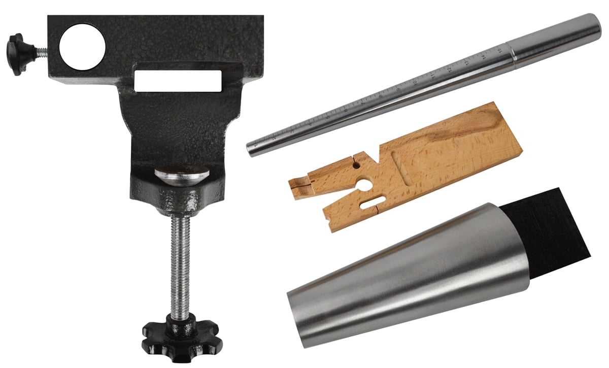 4-Piece Bench Anvil V-Slot Wooden Bench Pin Ring Oval Bracelet Mandrel Vise Clamp Jewelry Making Metal Forming Craft Tool Kit - FORM-0111