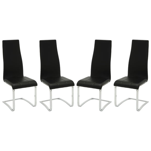 4-Piece Black Leatherette Dining Chair Set / Ideal Seating for Dining Conversations